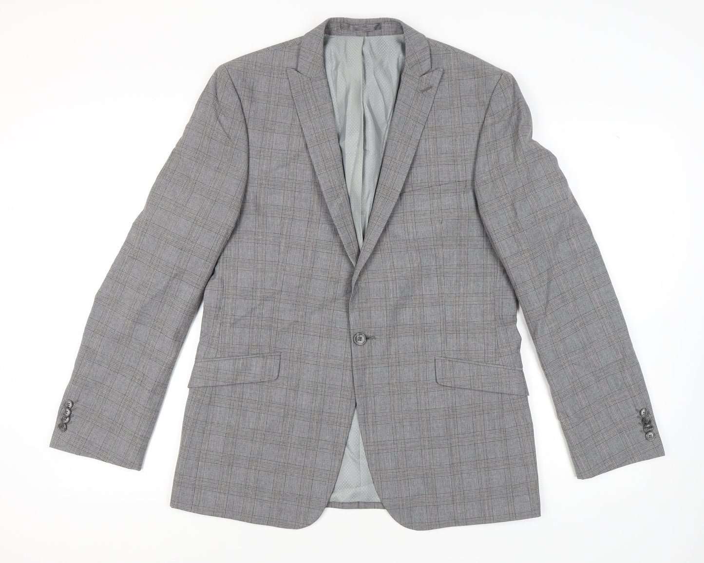 Limehaus Men's Grey Check Long Blazer Size 42