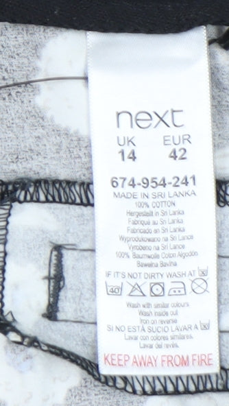 Next Women's Black Floral Cropped Trousers, Size 14