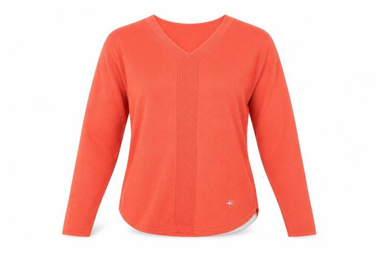 Front view of Mantaray Women's Red V-Neck jumper, size 10