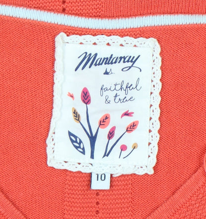 Womens UK Size 10 Mantaray Red Pullover Jumper