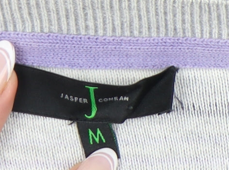 Jasper Conran Men's Grey Striped Pullover Jumper M