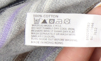 Jasper Conran Men's Grey Striped Pullover Jumper M