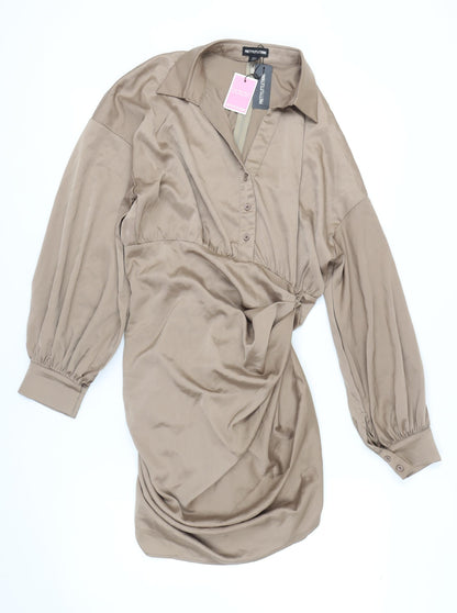 Pretty Little Thing Women's Brown Collared Dress Size 12