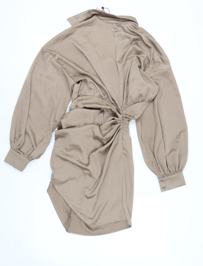 Pretty Little Thing Women's Brown Collared Dress Size 12