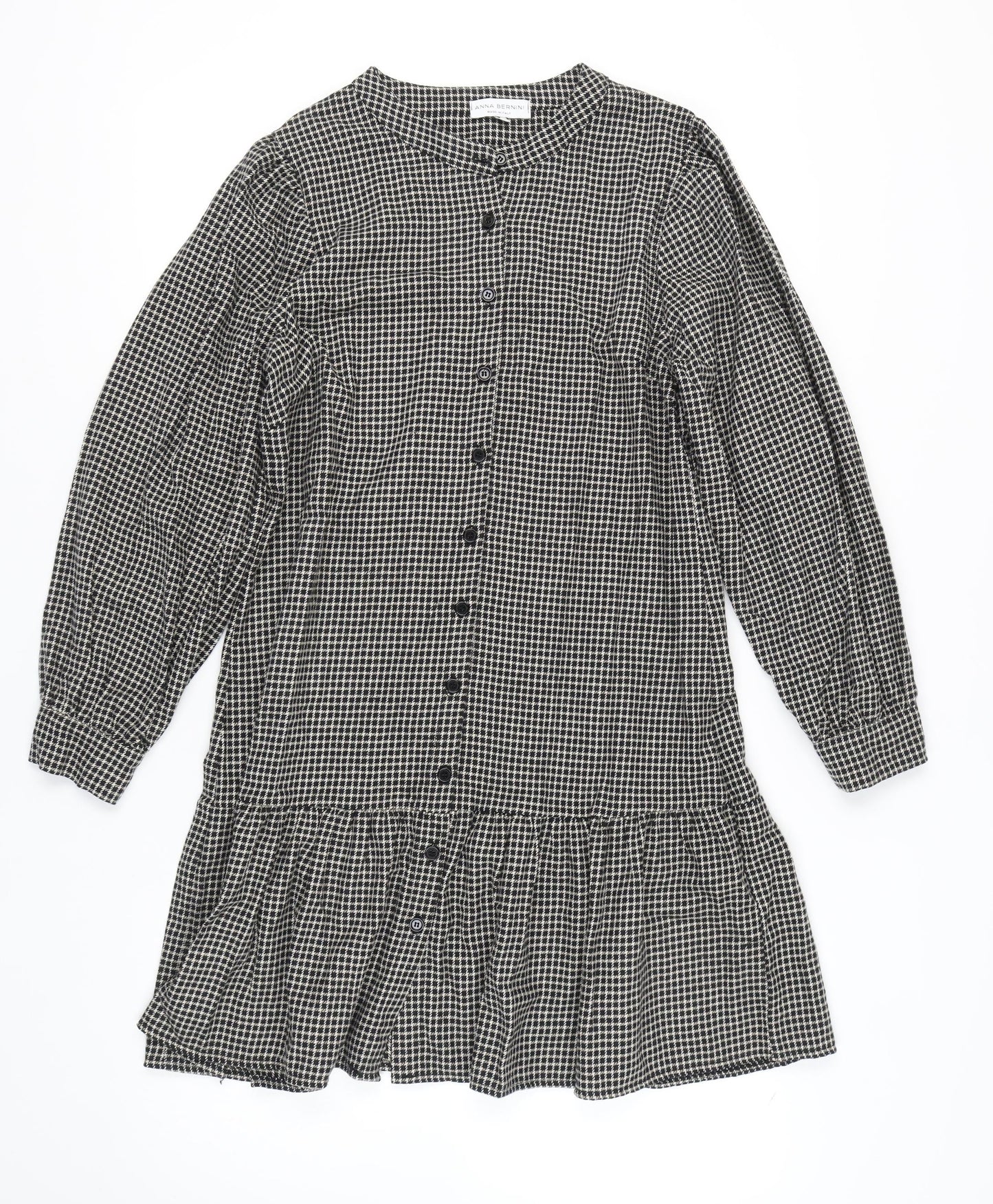 Anna Bernini Women's Black Check Shirt Dress L