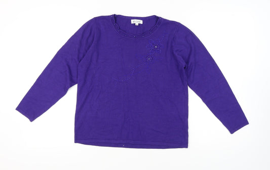 Womens UK Size M/L Fay Louise Purple Pullover Jumper