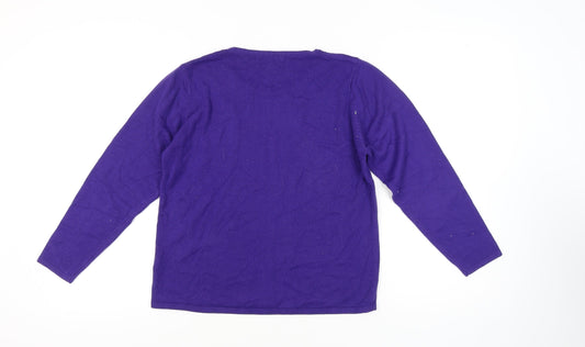 Womens UK Size M/L Fay Louise Purple Pullover Jumper