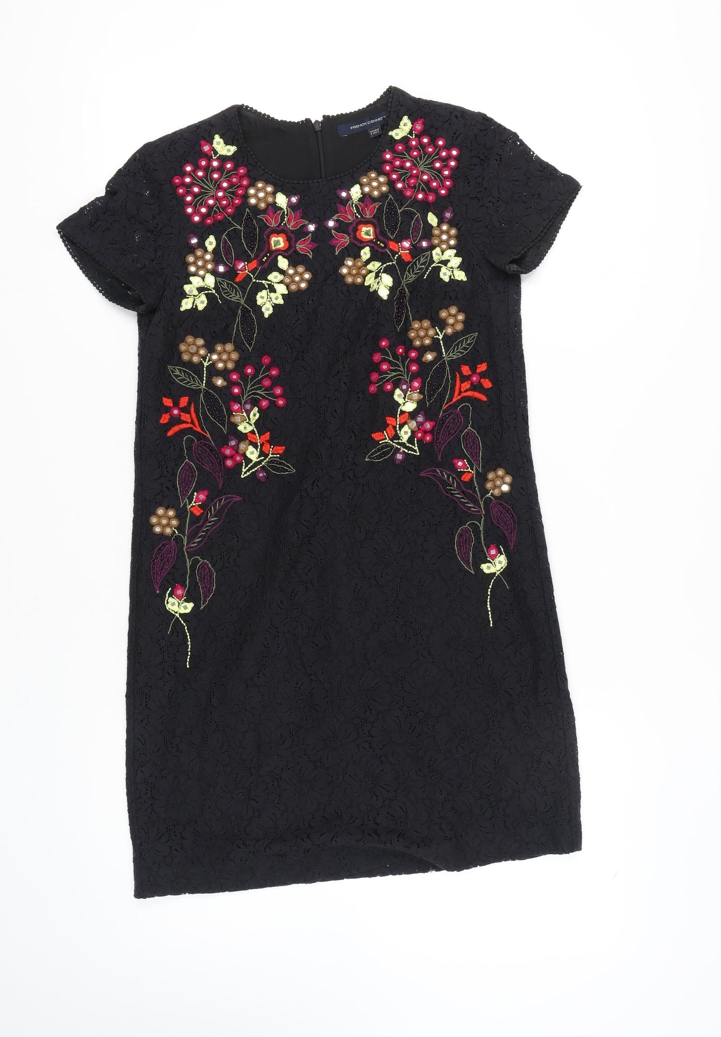 French Connection Women's Black Floral Sheath Dress Size 6