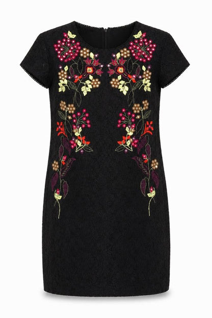 French Connection Women's Black Floral Sheath Dress Size 6