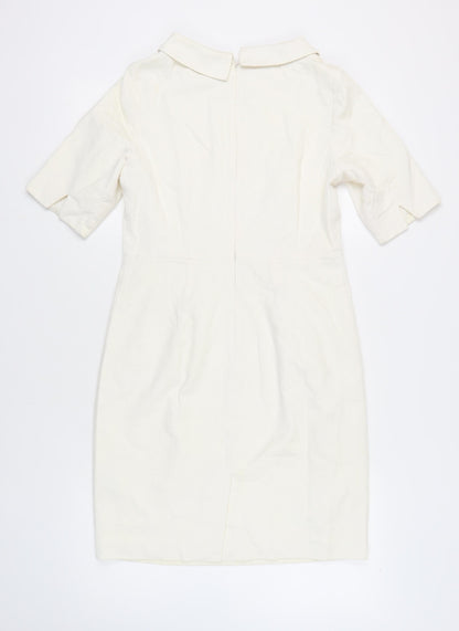 Boden Women's Ivory Sheath Dress, Size 12, Classic Style