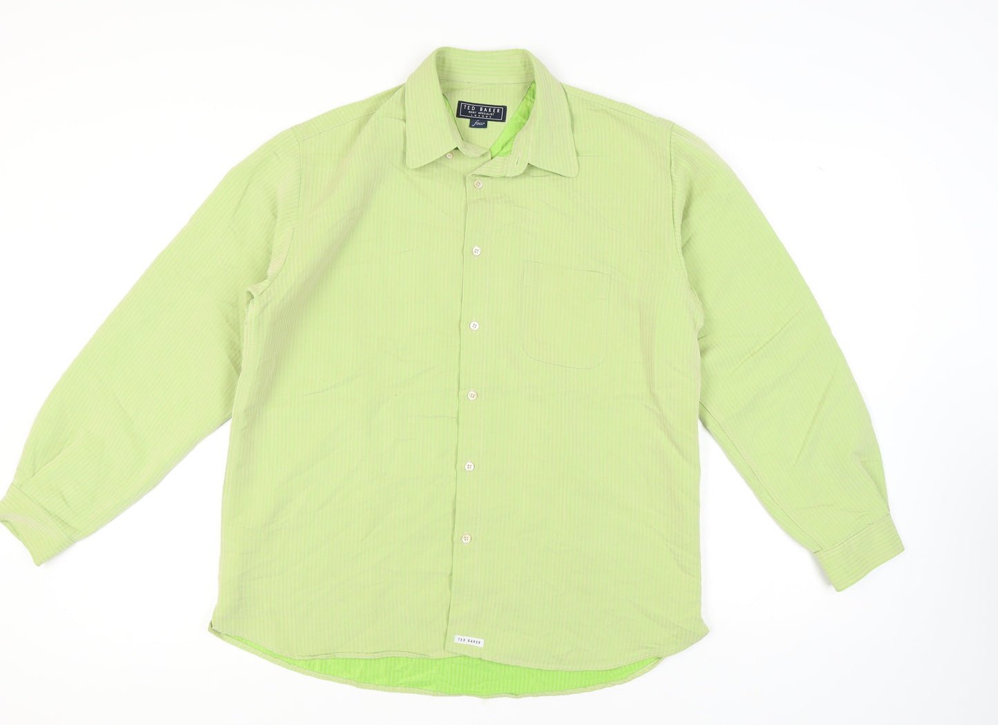 Ted Baker Men's Green Striped Long Sleeve Shirt