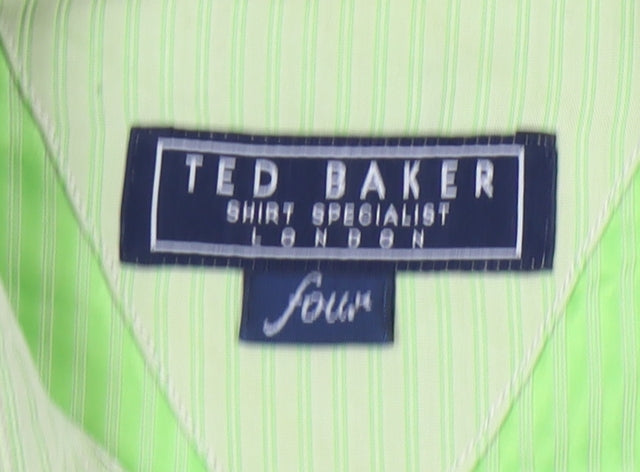 Ted Baker Men's Green Striped Long Sleeve Shirt