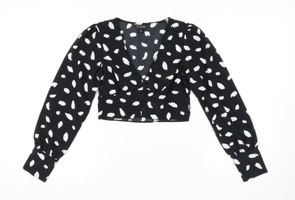 Miss Selfridge Women's Black Polka Dot Cropped Blouse