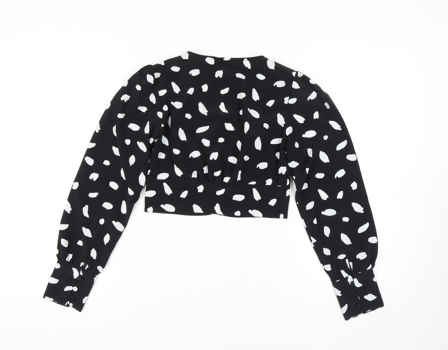 Miss Selfridge Women's Black Polka Dot Cropped Blouse