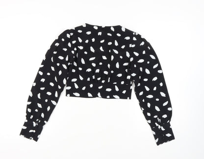 Miss Selfridge Women's Black Polka Dot Cropped Blouse