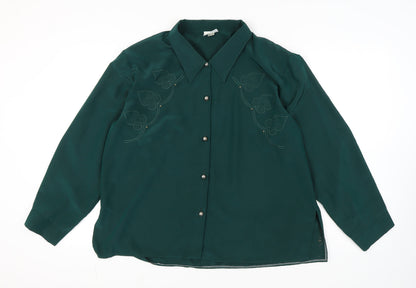 Womens UK Size 2XL Michael Gold Green  Button-Up
