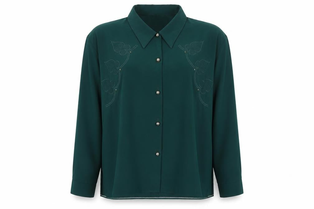 Womens UK Size 2XL Michael Gold Green  Button-Up