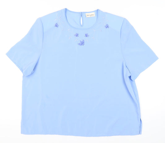 Bonmarché Women's Blue Embroidered Top Size 24
