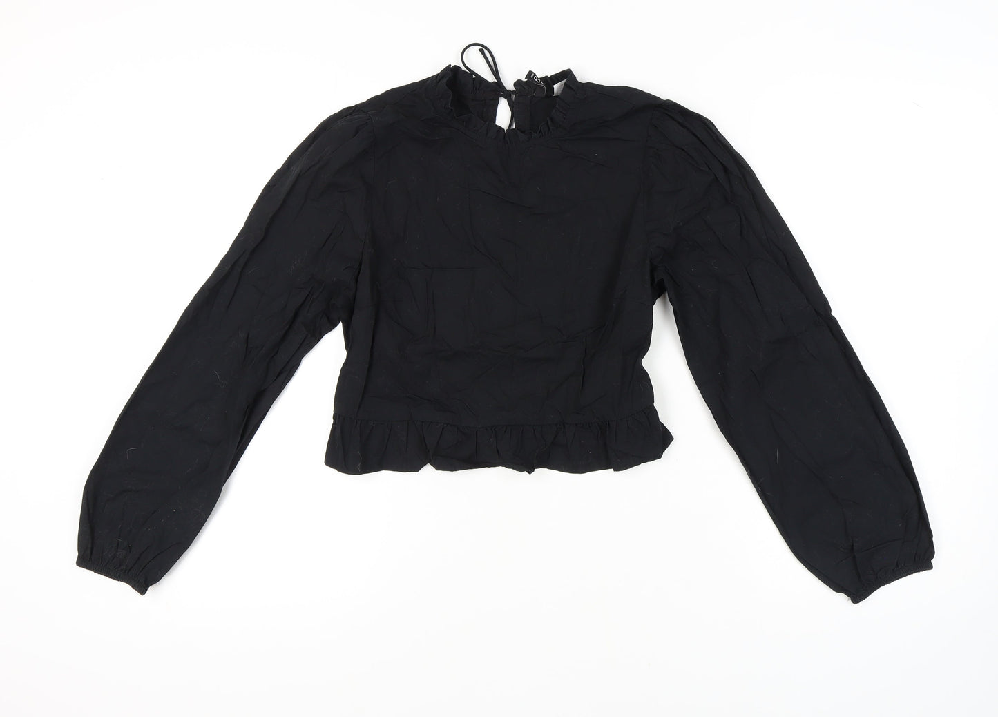 Womens UK Size M H&M Black Cropped Blouse
