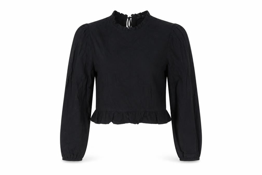 Womens UK Size M H&M Black Cropped Blouse