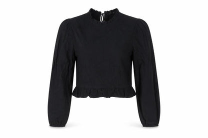 Womens UK Size M H&M Black Cropped Blouse