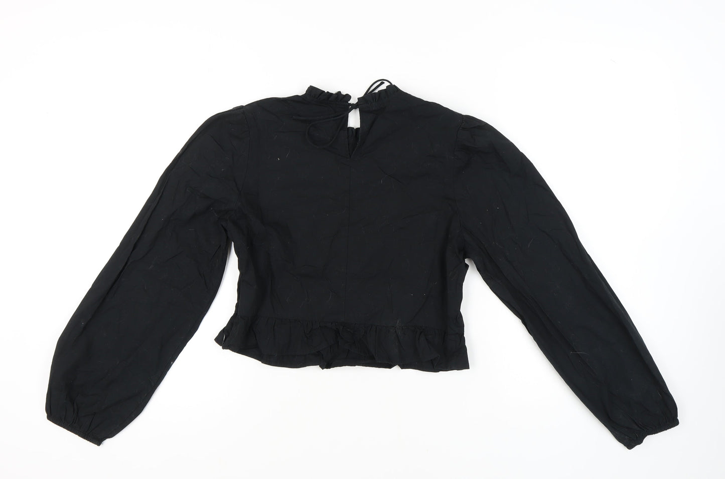 Womens UK Size M H&M Black Cropped Blouse