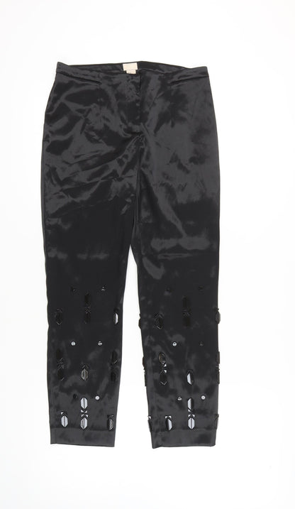 Womens UK Size 10 H&M Regular Fit Cropped Black Trousers
