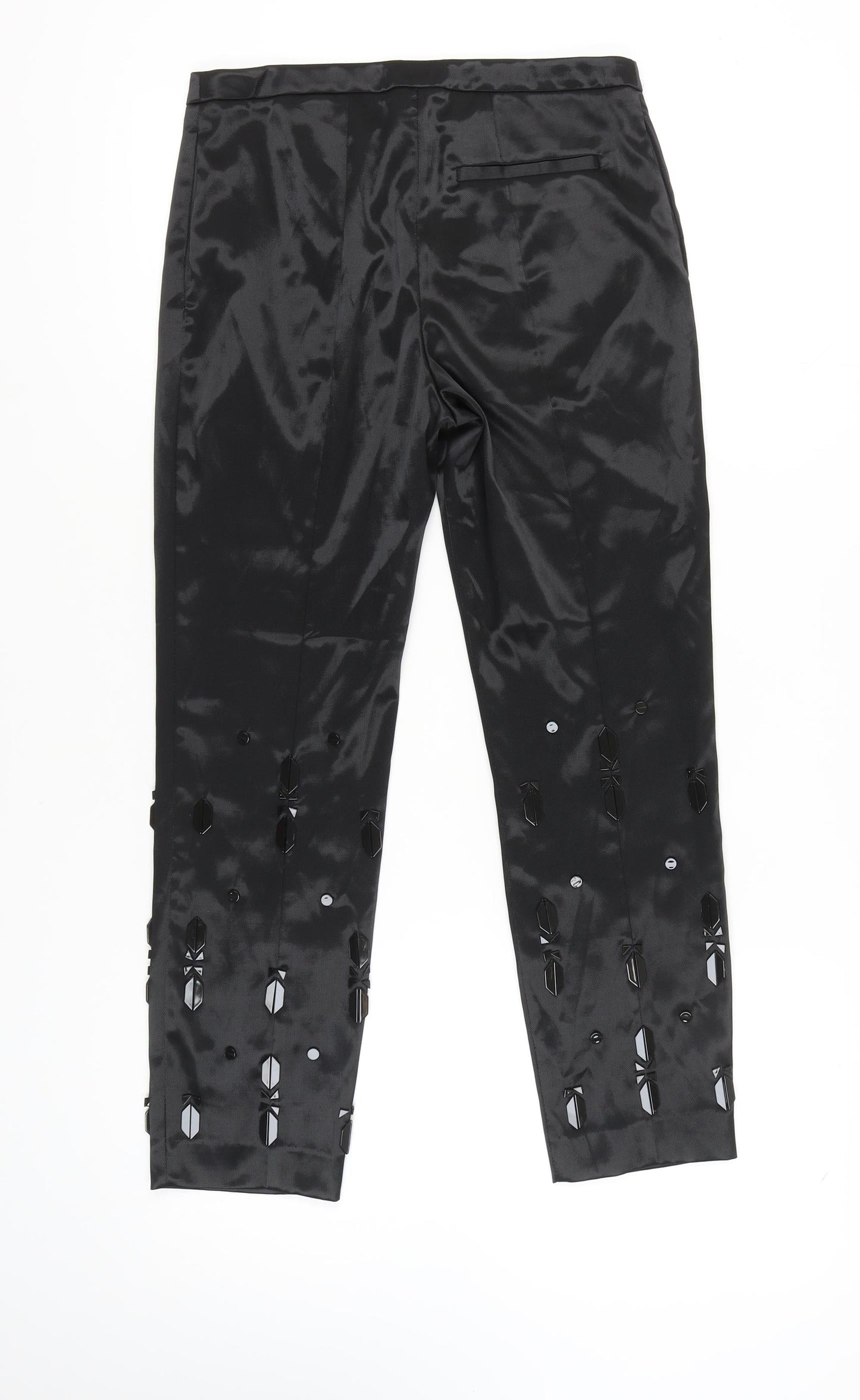 Womens UK Size 10 H&M Regular Fit Cropped Black Trousers