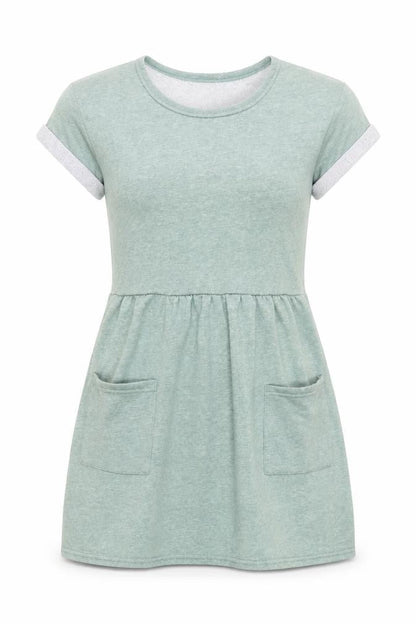 Ceci London Women's Green Short Sleeve Dress S