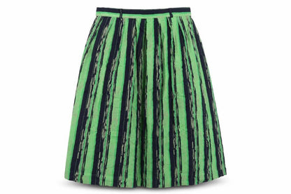 Berkert Women's Green and Navy Striped Skirt Size 18