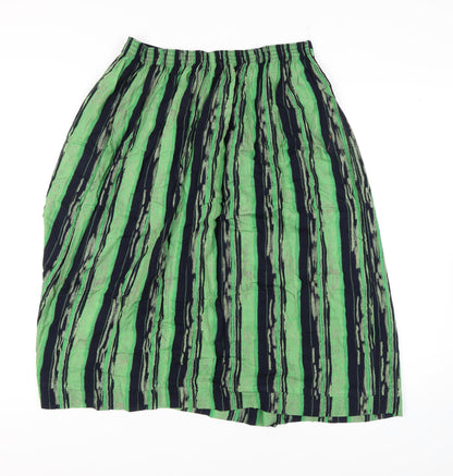 Berkert Women's Green and Navy Striped Skirt Size 18