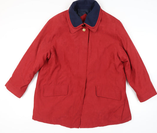 Berkertex Women's Red Coat, Size 18-20, Button Accents