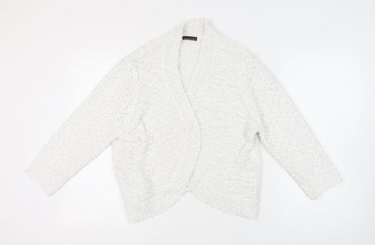 David Emanuel Women's White Open Front Cardigan - Size L