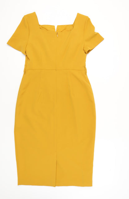 Dorothy Perkins Women's Yellow Pencil Dress, Size 12