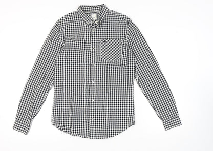 River Island Men's Slim Fit Black Check Shirt S