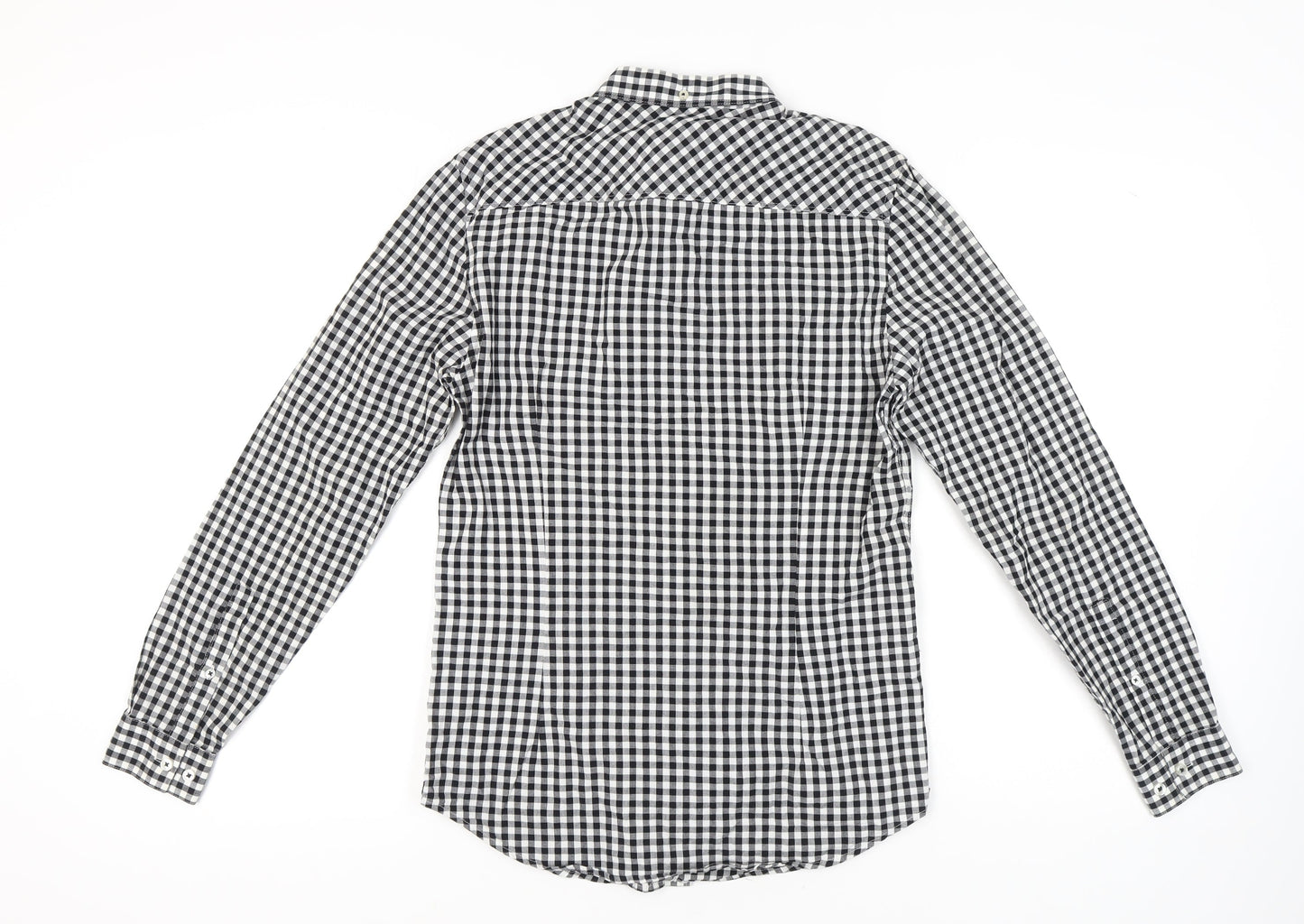 River Island Men's Slim Fit Black Check Shirt S
