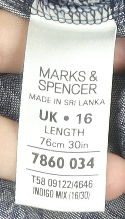 Marks and Spencer Women's Blue Midi A-Line Skirt Size 16