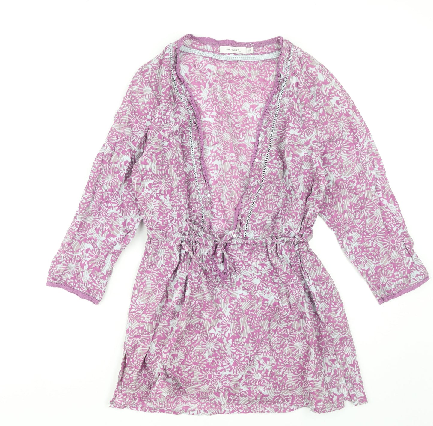 Womens UK Size 10 Sandwich Purple Tunic Blouse