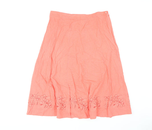 Marks and Spencer Pink Embroidered Midi Skirt Size 16