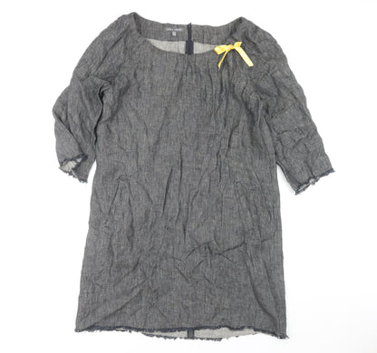 Laura Ashley Women's Grey Bow Accented Dress Size 12