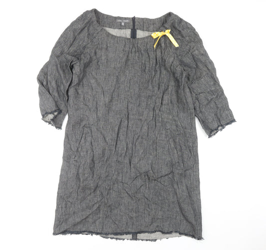 Laura Ashley Women's Grey Bow Accented Dress Size 12