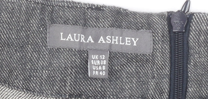Laura Ashley Women's Grey Bow Accented Dress Size 12