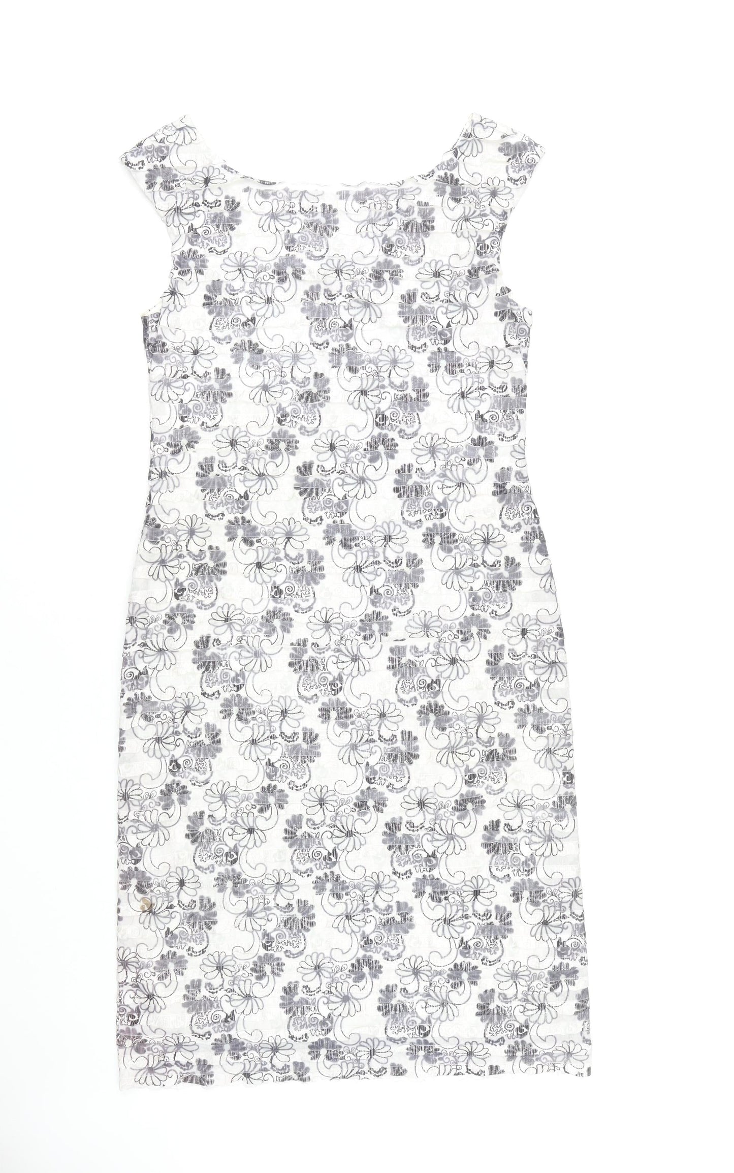 Tia Women's White Floral Sheath Dress Size 12