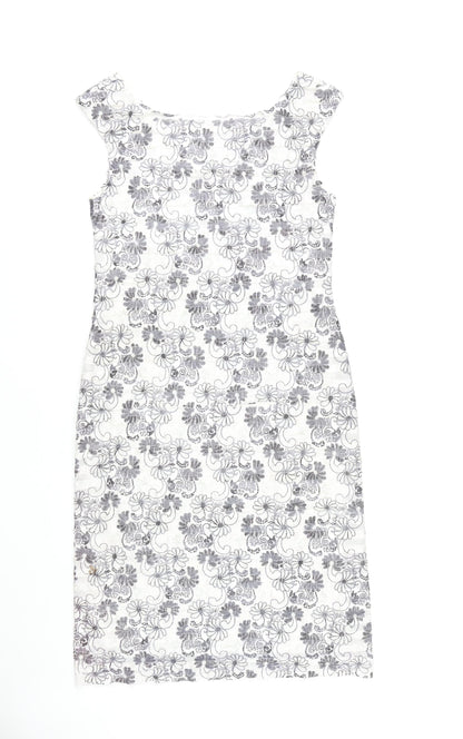 Tia Women's White Floral Sheath Dress Size 12