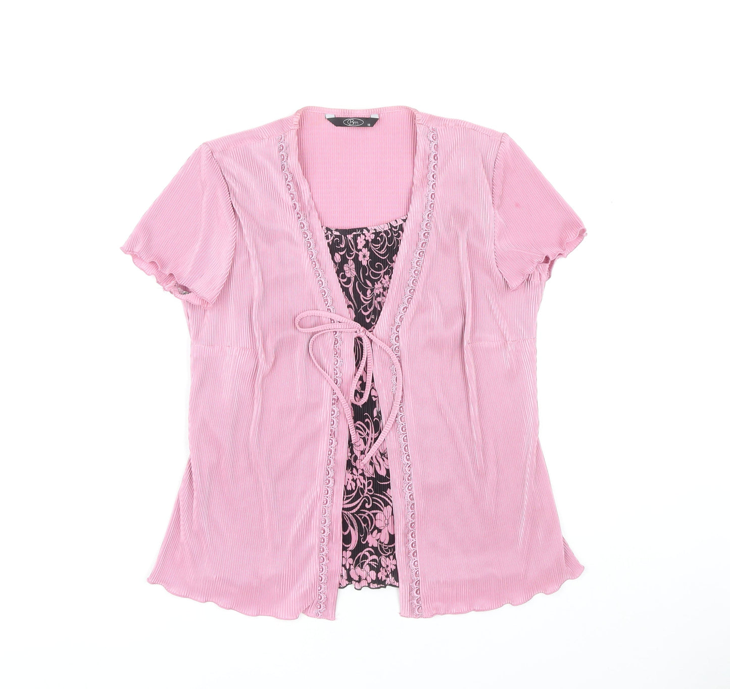 Womens UK Size 16 BM Pink Tunic Blouse