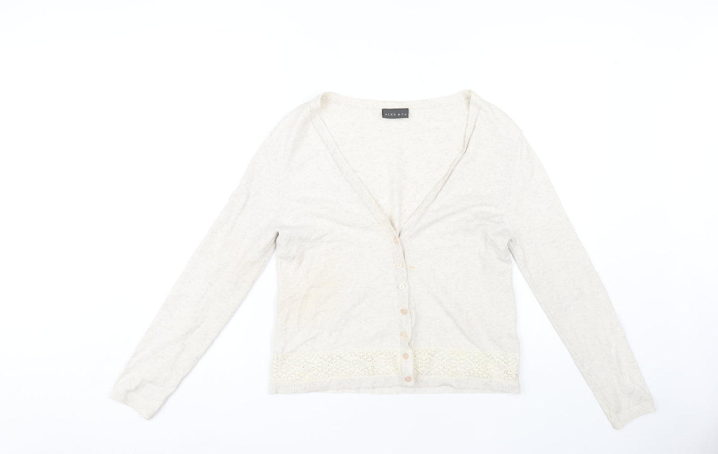 Alex & Co. Women's Beige V-Neck Cardigan Size 12