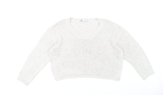 Womens UK Size M Zara Beige Pullover Jumper
