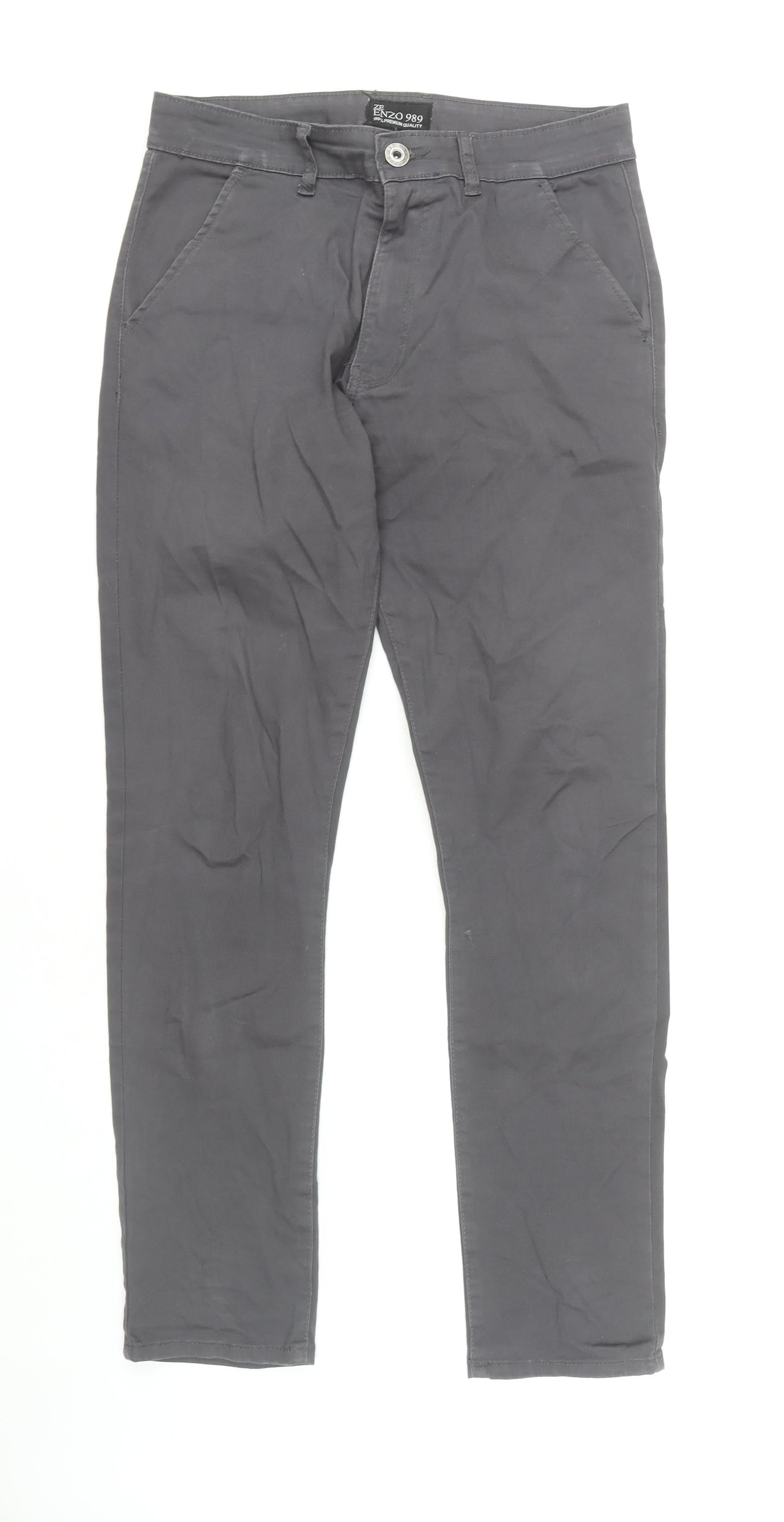 Mens UK Size 32 ZE ENZO   Grey Trousers