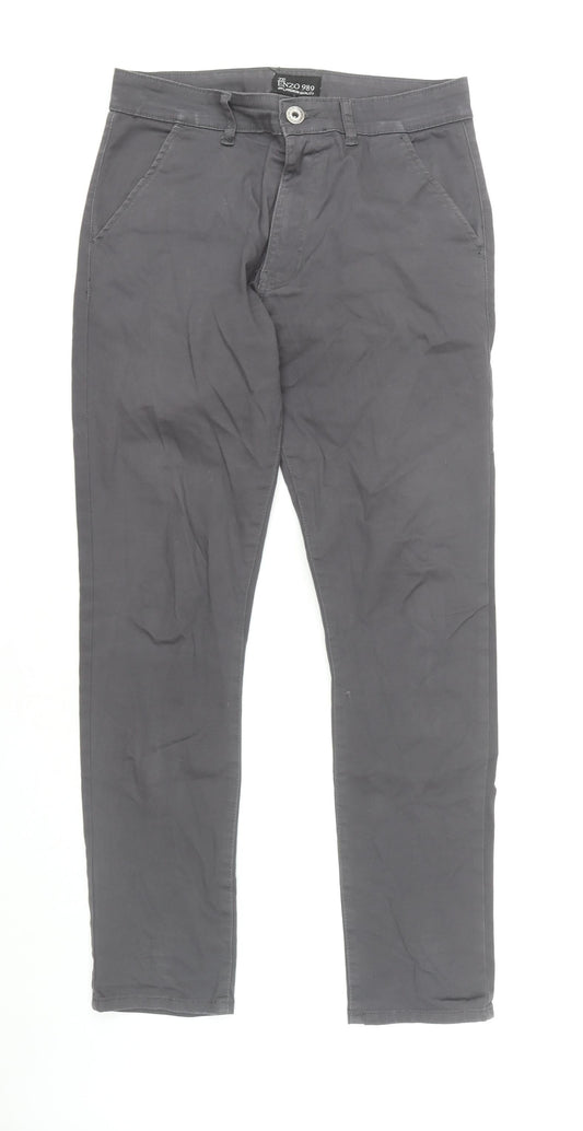 ZE ENZO Men's Grey Trousers Size 32