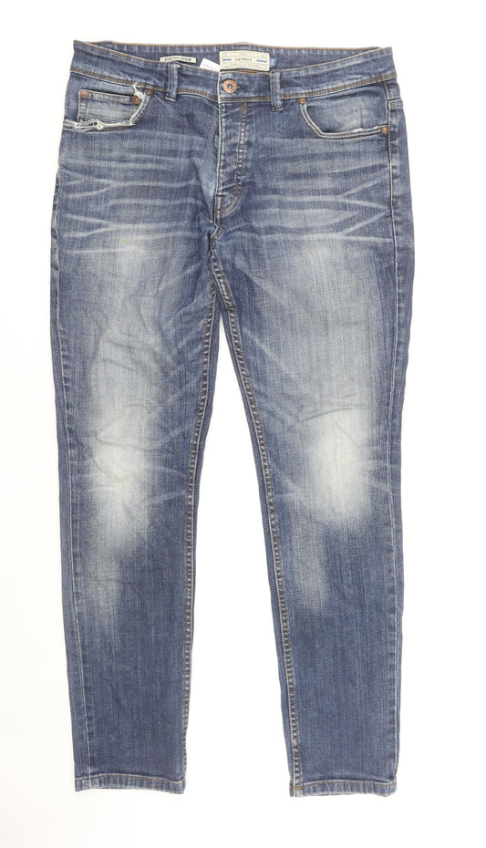 Next Men's Blue Skinny Jeans 32 Waist Mid Rise